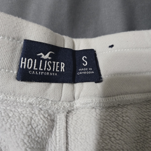 Hollister Shorts Mens Small White Fleece Sweat Drawstring Logo Athletic - Picture 4 of 9